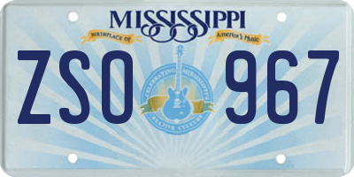 MS license plate ZSO967