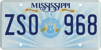 MS license plate ZSO968