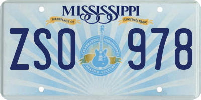 MS license plate ZSO978