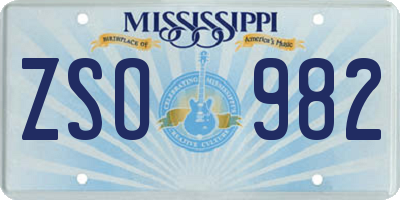 MS license plate ZSO982