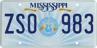 MS license plate ZSO983