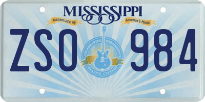 MS license plate ZSO984