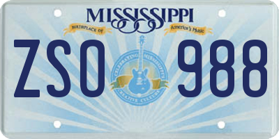 MS license plate ZSO988