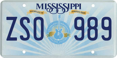 MS license plate ZSO989