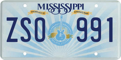 MS license plate ZSO991