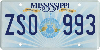 MS license plate ZSO993