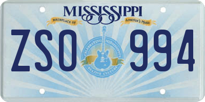 MS license plate ZSO994