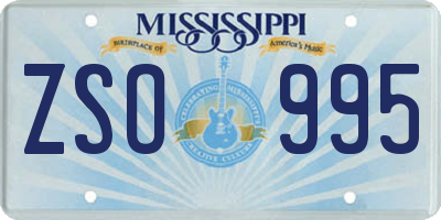 MS license plate ZSO995