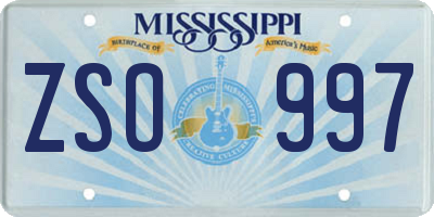 MS license plate ZSO997