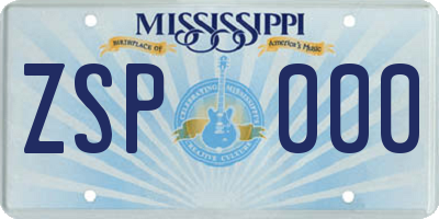 MS license plate ZSP000