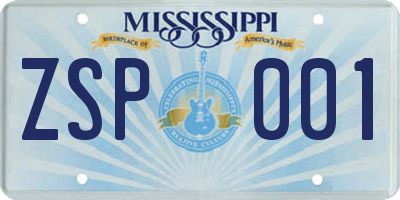 MS license plate ZSP001