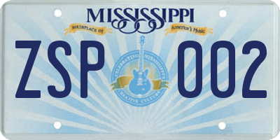 MS license plate ZSP002