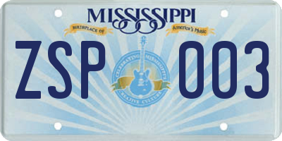 MS license plate ZSP003