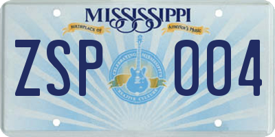 MS license plate ZSP004