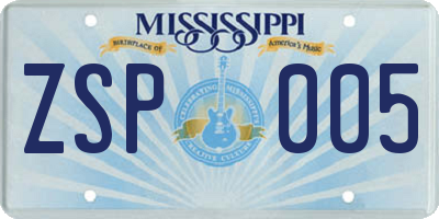 MS license plate ZSP005