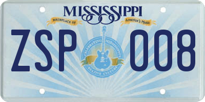 MS license plate ZSP008