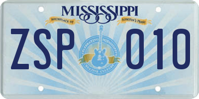 MS license plate ZSP010