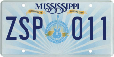 MS license plate ZSP011