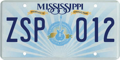 MS license plate ZSP012