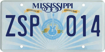 MS license plate ZSP014