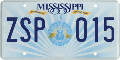 MS license plate ZSP015