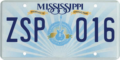MS license plate ZSP016