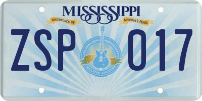 MS license plate ZSP017