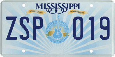 MS license plate ZSP019