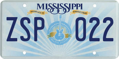 MS license plate ZSP022