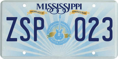 MS license plate ZSP023