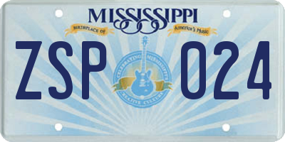 MS license plate ZSP024