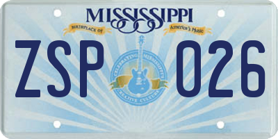 MS license plate ZSP026