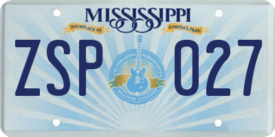 MS license plate ZSP027