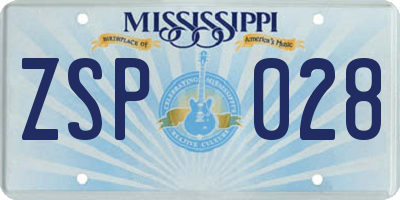 MS license plate ZSP028