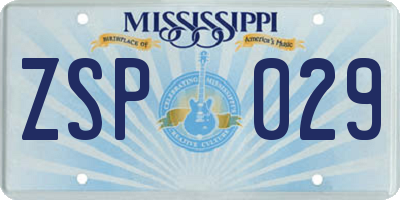 MS license plate ZSP029