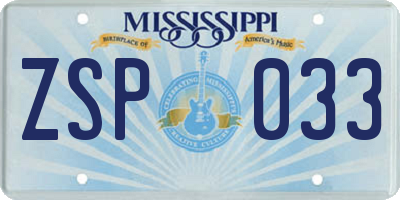 MS license plate ZSP033