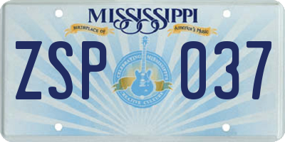 MS license plate ZSP037