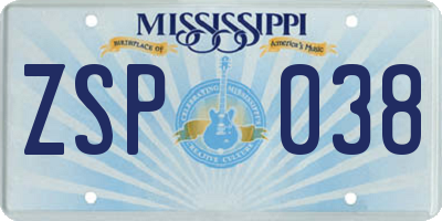 MS license plate ZSP038