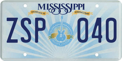 MS license plate ZSP040