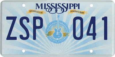 MS license plate ZSP041