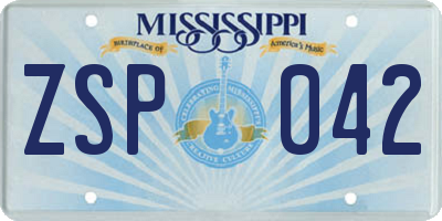 MS license plate ZSP042