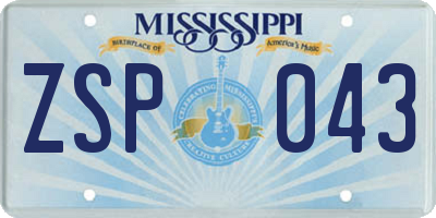 MS license plate ZSP043