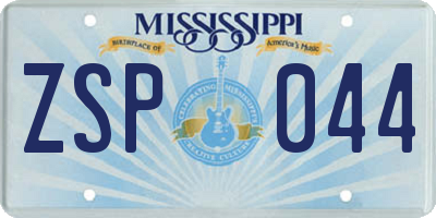 MS license plate ZSP044