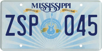 MS license plate ZSP045