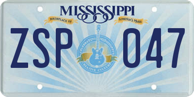 MS license plate ZSP047