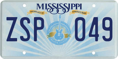 MS license plate ZSP049