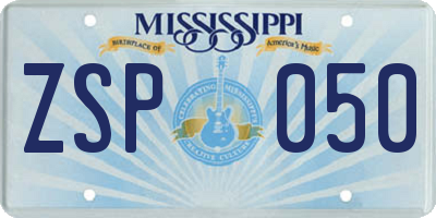 MS license plate ZSP050