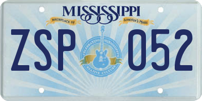 MS license plate ZSP052