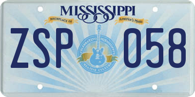 MS license plate ZSP058