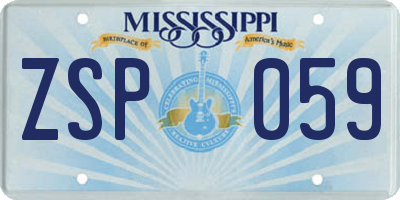 MS license plate ZSP059